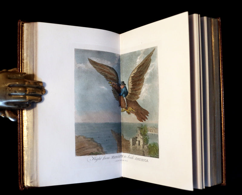 1868 Fine Bayntun-Riviere Binding - The Travels & Surprising Adventures of Baron MUNCHAUSEN. Illustrated in COLOR by Cruikshank.