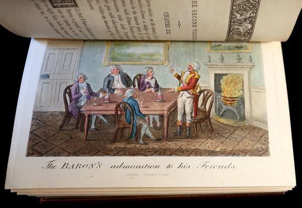 1868 Fine Bayntun-Riviere Binding - The Travels & Surprising Adventures of Baron MUNCHAUSEN. Illustrated in COLOR by Cruikshank.