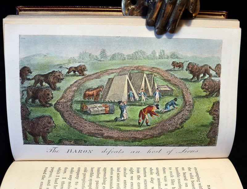 1868 Fine Bayntun-Riviere Binding - The Travels & Surprising Adventures of Baron MUNCHAUSEN. Illustrated in COLOR by Cruikshank.