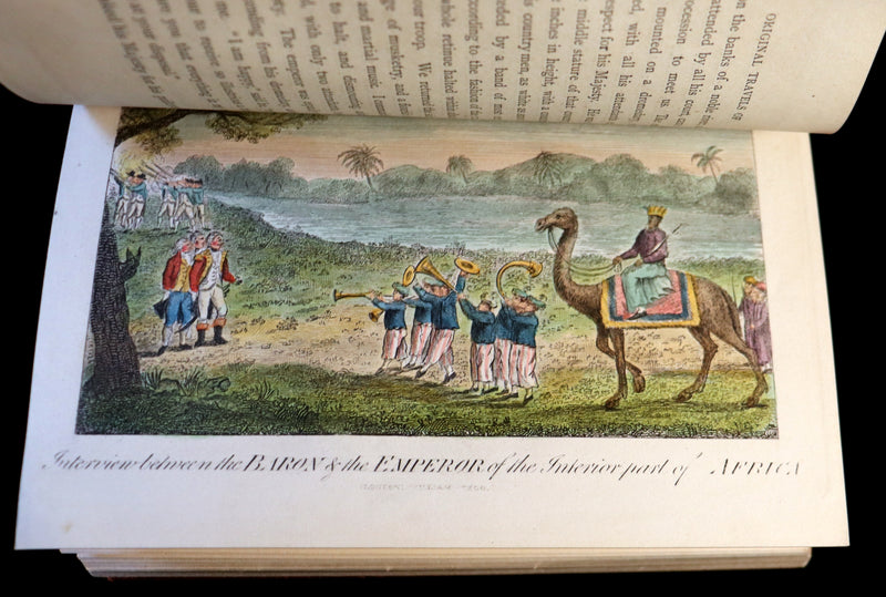 1868 Fine Bayntun-Riviere Binding - The Travels & Surprising Adventures of Baron MUNCHAUSEN. Illustrated in COLOR by Cruikshank.