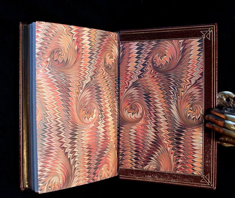 1868 Fine Bayntun-Riviere Binding - The Travels & Surprising Adventures of Baron MUNCHAUSEN. Illustrated in COLOR by Cruikshank.