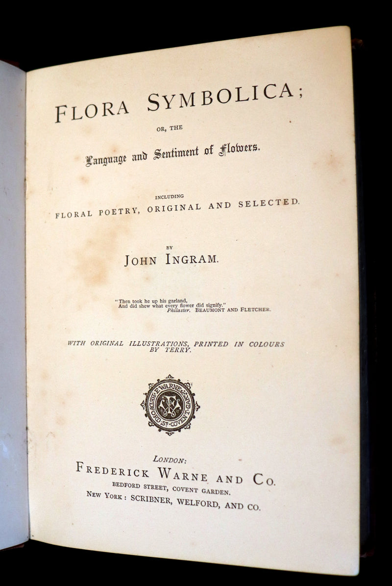 1870 Scarce Floriography Book ~ FLORA SYMBOLICA or The Language and Sentiment of Flowers by John Ingram.