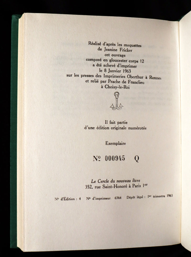 1963 Rare First Limited Edition #945 - La Planete des Singes (The Planet of the Apes) by Pierre Boulle.