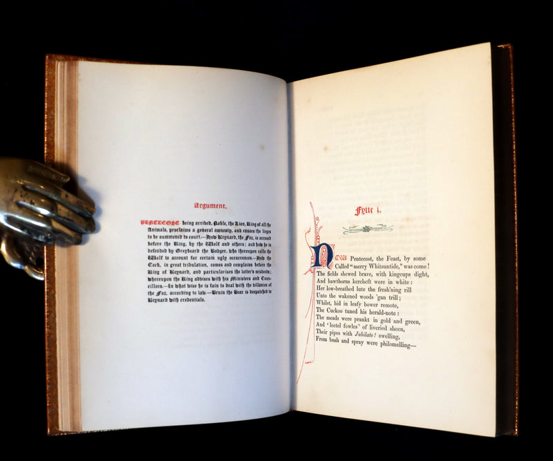 1845 Rare Book bound by the Monastery Hill bindery - REYNARD THE FOX. Medieval Fables.