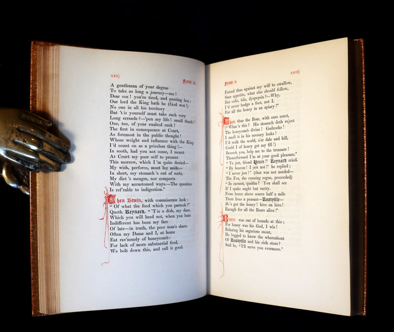 1845 Rare Book bound by the Monastery Hill bindery - REYNARD THE FOX. Medieval Fables.