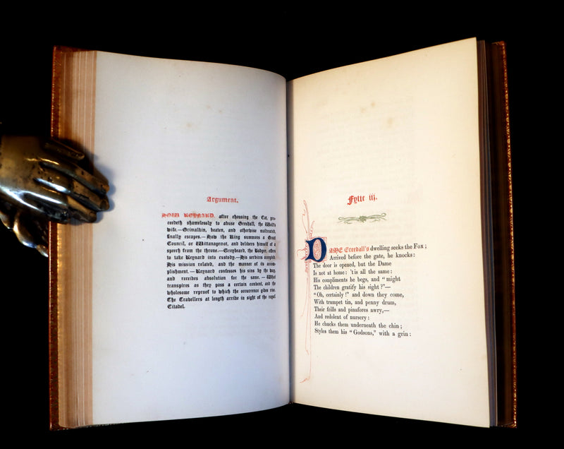 1845 Rare Book bound by the Monastery Hill bindery - REYNARD THE FOX. Medieval Fables.