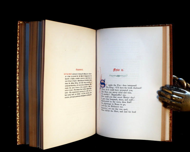 1845 Rare Book bound by the Monastery Hill bindery - REYNARD THE FOX. Medieval Fables.