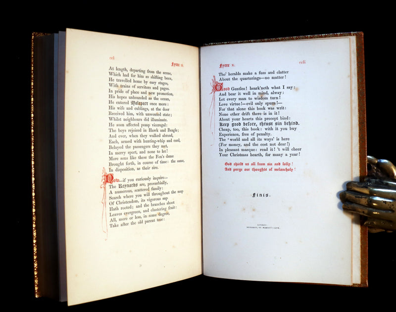 1845 Rare Book bound by the Monastery Hill bindery - REYNARD THE FOX. Medieval Fables.