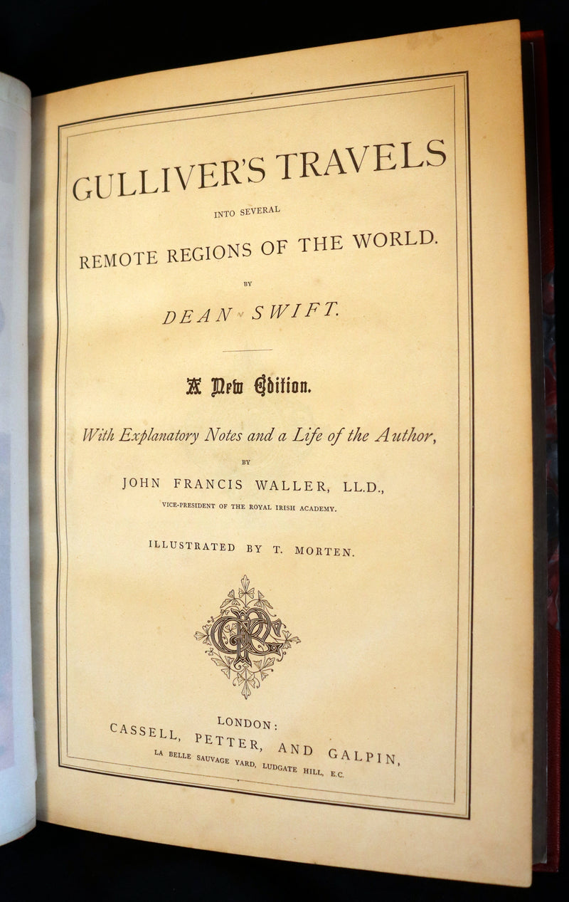 1870 Rare Victorian Book - GULLIVER's Travels Into Several Remote Nations of the World illustrated by Thomas Morten.