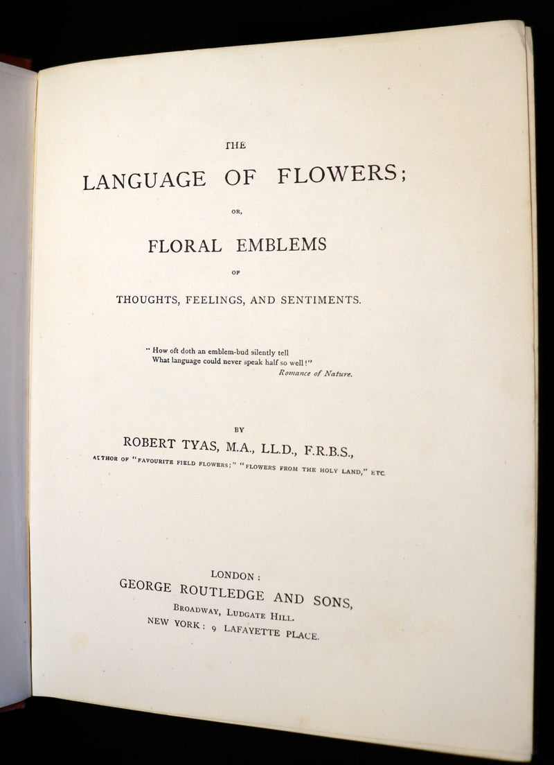1870 Rare Victorian Floriography Book ~ The Language of Flowers or Floral Emblems by R. Tyas.