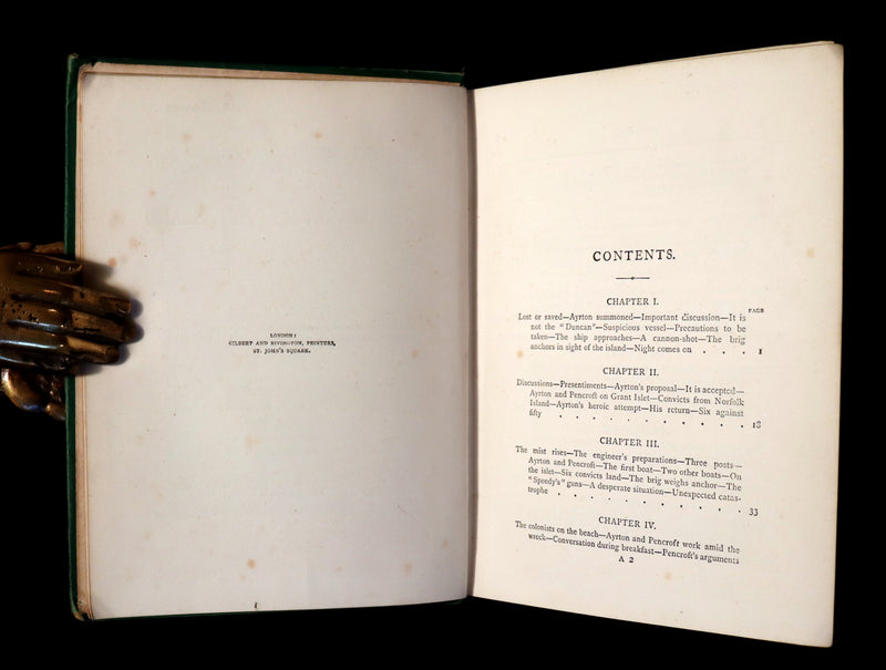 1876 Rare 2nd Edition - The Secret of the Island (The Mysterious Island) by Jules Verne. Illustrated.