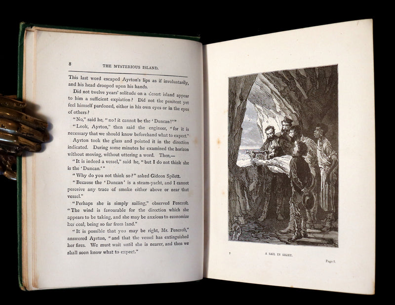 1876 Rare 2nd Edition - The Secret of the Island (The Mysterious Island) by Jules Verne. Illustrated.