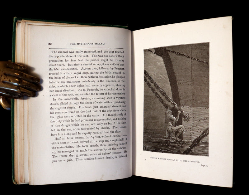 1876 Rare 2nd Edition - The Secret of the Island (The Mysterious Island) by Jules Verne. Illustrated.