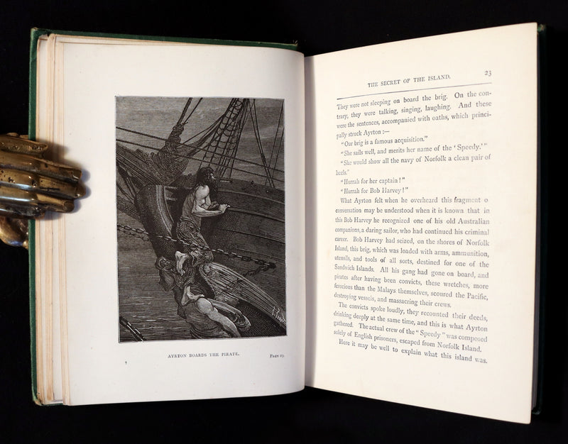 1876 Rare 2nd Edition - The Secret of the Island (The Mysterious Island) by Jules Verne. Illustrated.