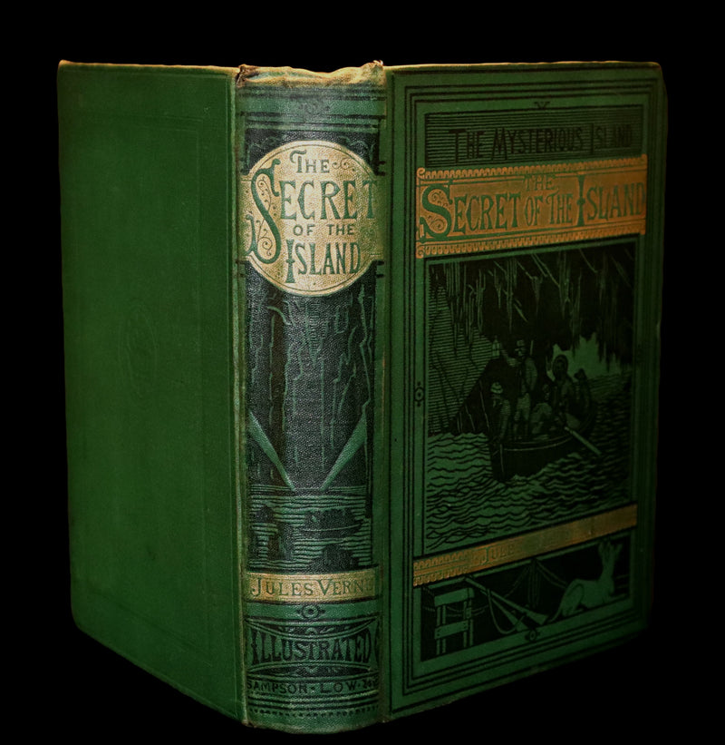 1876 Rare 2nd Edition - The Secret of the Island (The Mysterious Island) by Jules Verne. Illustrated.
