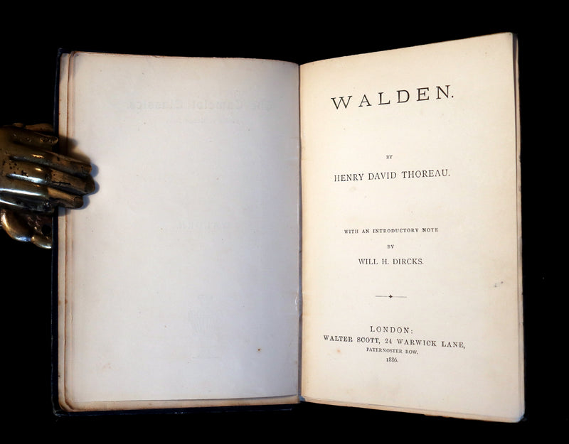 1886 Rare FIRST BRITISH EDITION - WALDEN by Henry David Thoreau.