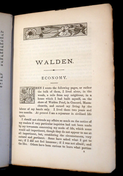 1886 Rare FIRST BRITISH EDITION - WALDEN by Henry David Thoreau.