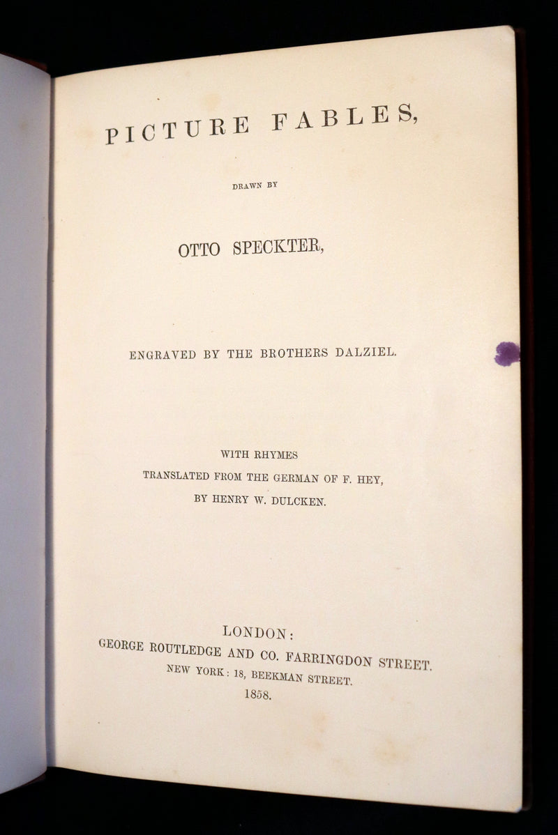 1858 Scarce First Edition - Picture Fables Drawn by Otto Speckter.