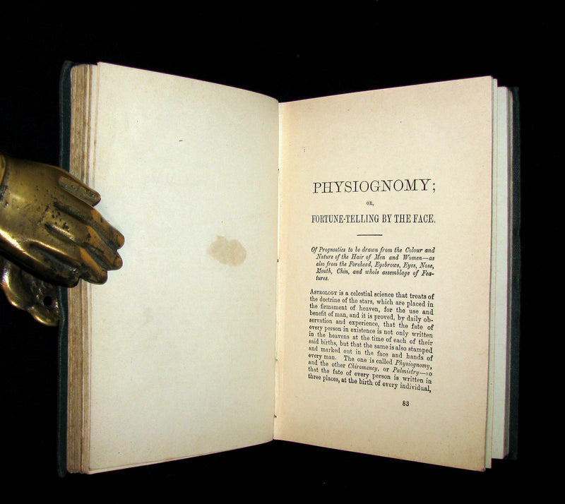1880 Scarce Book - Up-to-Date PALMISTRY, Physiognomy and Fortune-telling by Noses.