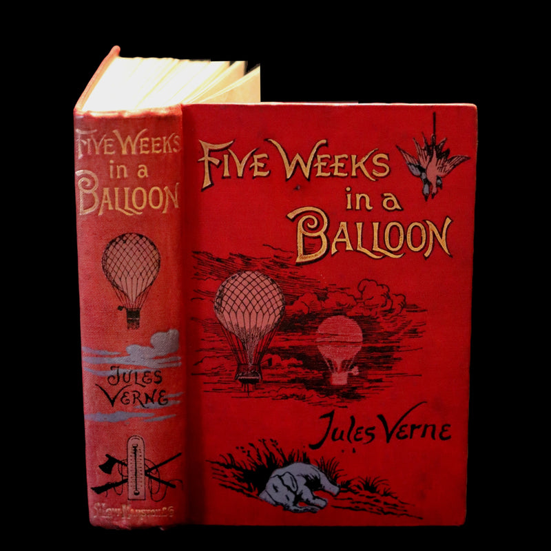 1899 Rare Victorian Book - JULES VERNE - Five Weeks in a Balloon Illustrated by Riou.