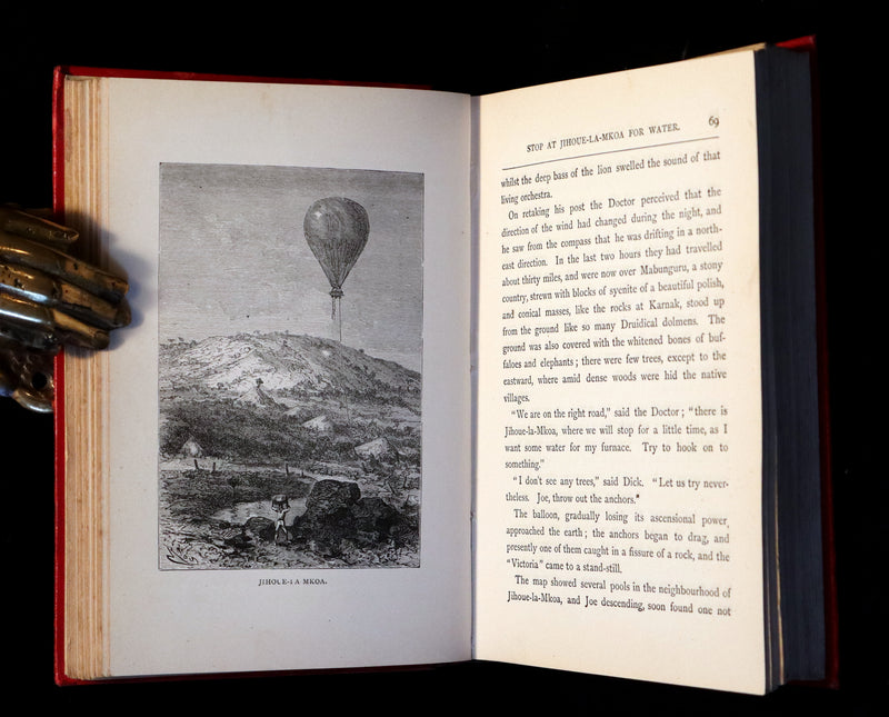 1899 Rare Victorian Book - JULES VERNE - Five Weeks in a Balloon Illustrated by Riou.