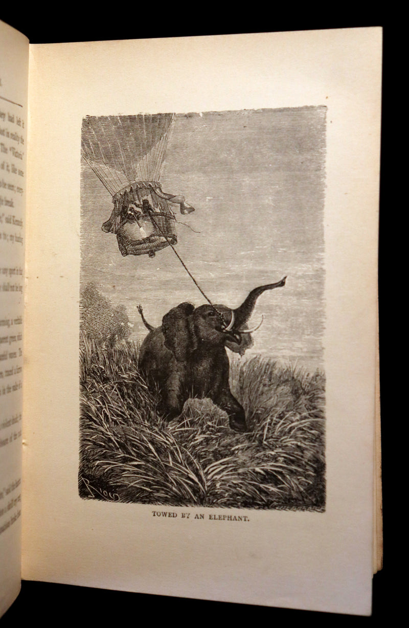 1899 Rare Victorian Book - JULES VERNE - Five Weeks in a Balloon Illustrated by Riou.