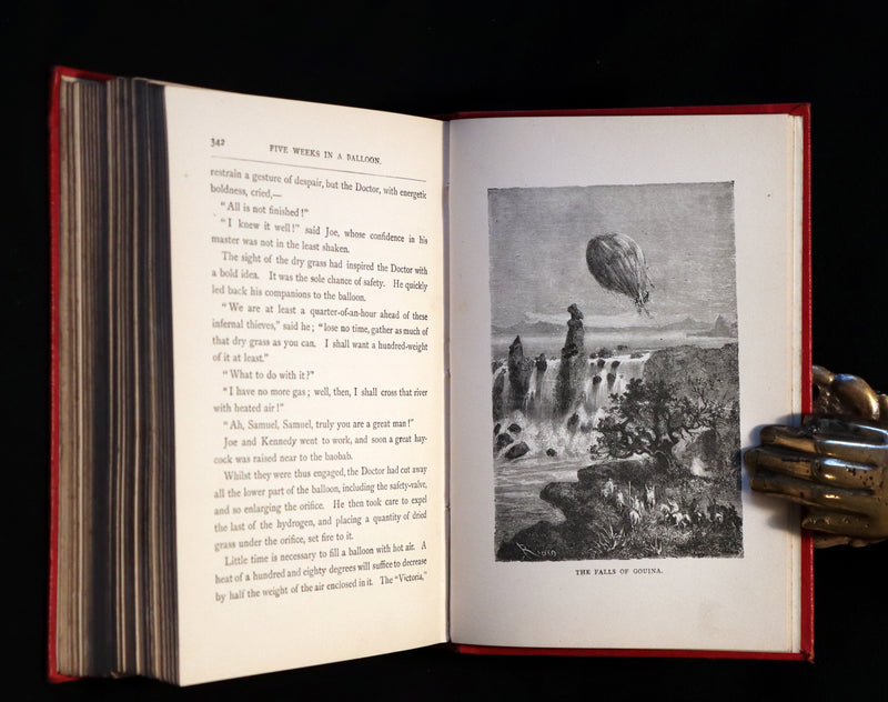 1899 Rare Victorian Book - JULES VERNE - Five Weeks in a Balloon Illustrated by Riou.