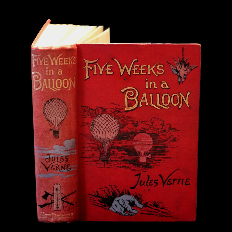 1899 Rare Victorian Book - JULES VERNE - Five Weeks in a Balloon Illustrated by Riou.