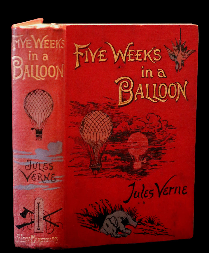 1899 Rare Victorian Book - JULES VERNE - Five Weeks in a Balloon Illustrated by Riou.