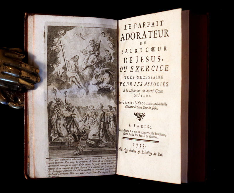 1753 Scarce French Book - The Perfect Worshiper of the Sacred Heart of Jesus by Gabriel-Francois Nicollet. First Edition.