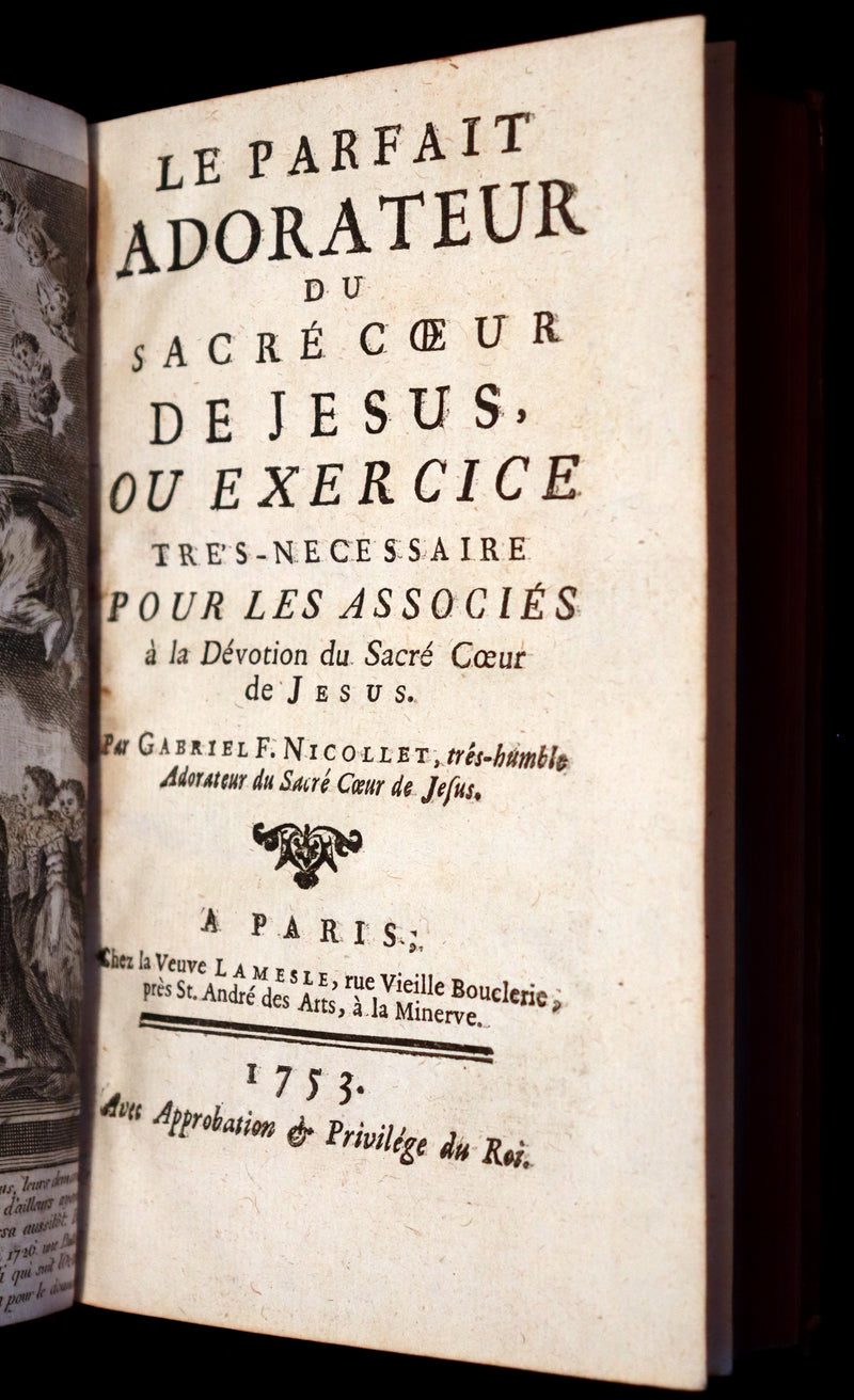 1753 Scarce French Book - The Perfect Worshiper of the Sacred Heart of Jesus by Gabriel-Francois Nicollet. First Edition.