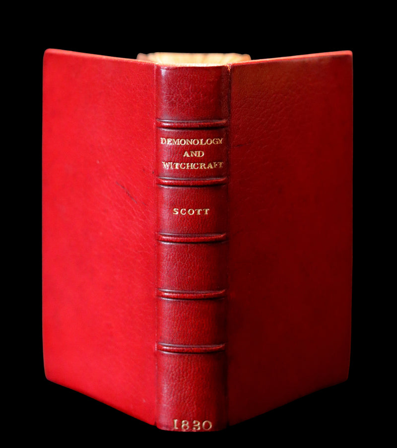 1830 1stED Book - bound by The Hampstead Bindery - Letters on Demonology & Witchcraft color illustrated by Cruikshank.