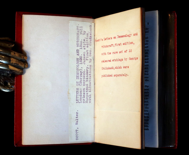 1830 1stED Book - bound by The Hampstead Bindery - Letters on Demonology & Witchcraft color illustrated by Cruikshank.