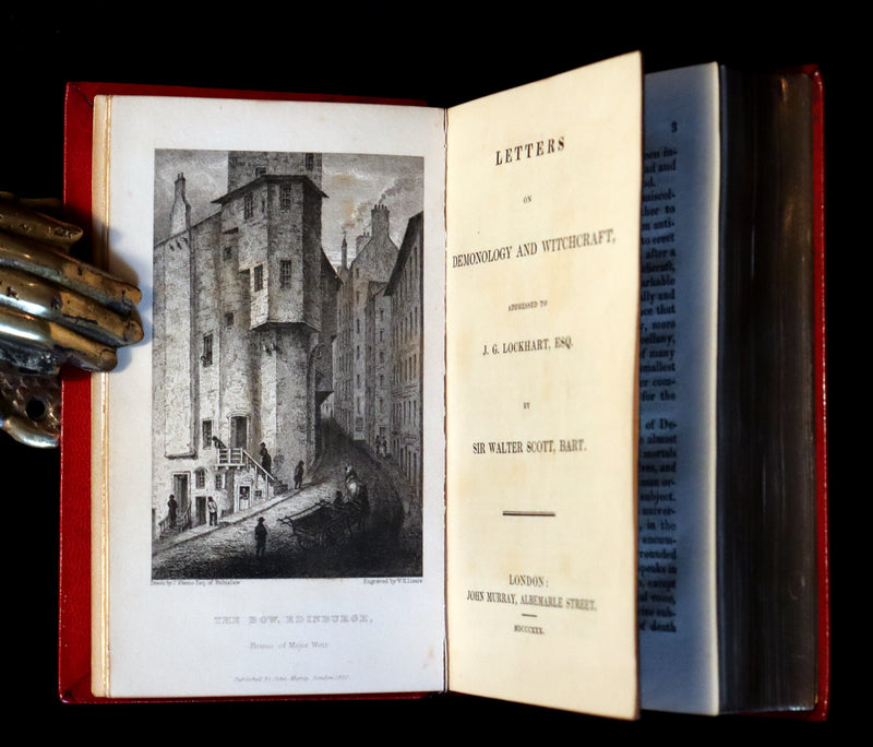 1830 1stED Book - bound by The Hampstead Bindery - Letters on Demonology & Witchcraft color illustrated by Cruikshank.