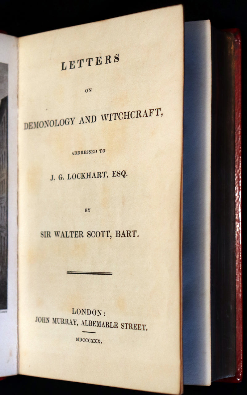 1830 1stED Book - bound by The Hampstead Bindery - Letters on Demonology & Witchcraft color illustrated by Cruikshank.