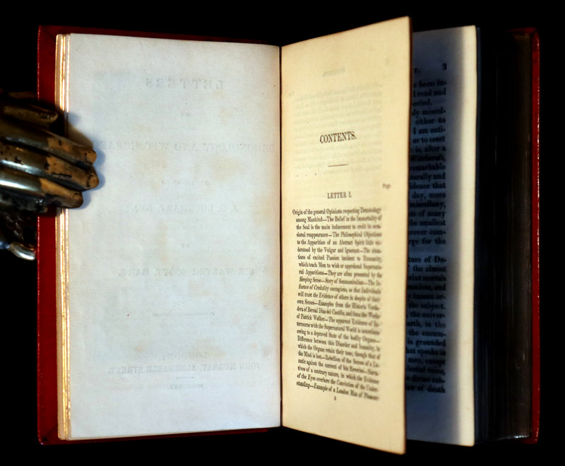 1830 1stED Book - bound by The Hampstead Bindery - Letters on Demonology & Witchcraft color illustrated by Cruikshank.