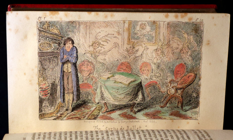 1830 1stED Book - bound by The Hampstead Bindery - Letters on Demonology & Witchcraft color illustrated by Cruikshank.