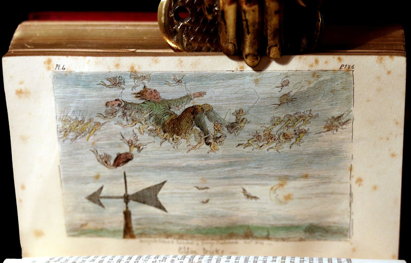 1830 1stED Book - bound by The Hampstead Bindery - Letters on Demonology & Witchcraft color illustrated by Cruikshank.