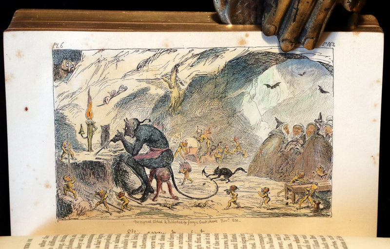 1830 1stED Book - bound by The Hampstead Bindery - Letters on Demonology & Witchcraft color illustrated by Cruikshank.