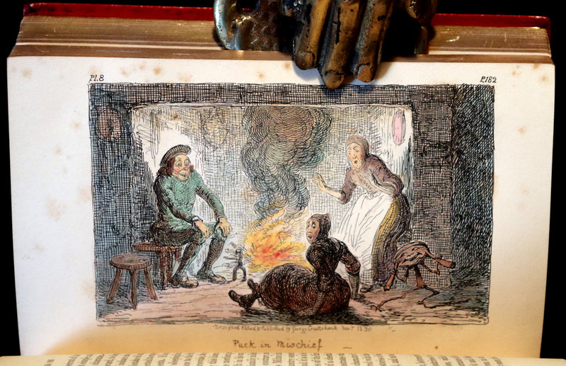 1830 1stED Book - bound by The Hampstead Bindery - Letters on Demonology & Witchcraft color illustrated by Cruikshank.