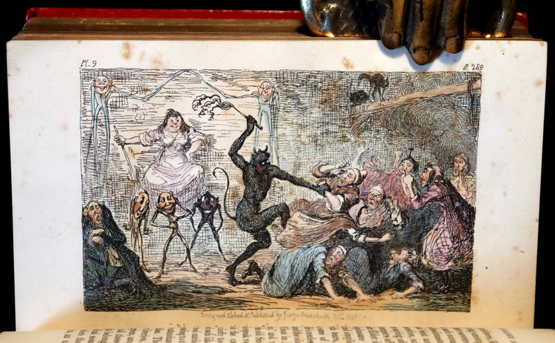 1830 1stED Book - bound by The Hampstead Bindery - Letters on Demonology & Witchcraft color illustrated by Cruikshank.