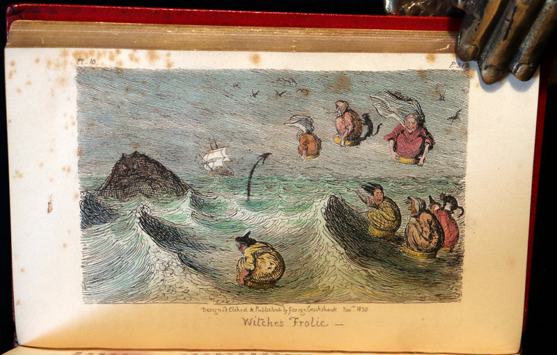 1830 1stED Book - bound by The Hampstead Bindery - Letters on Demonology & Witchcraft color illustrated by Cruikshank.
