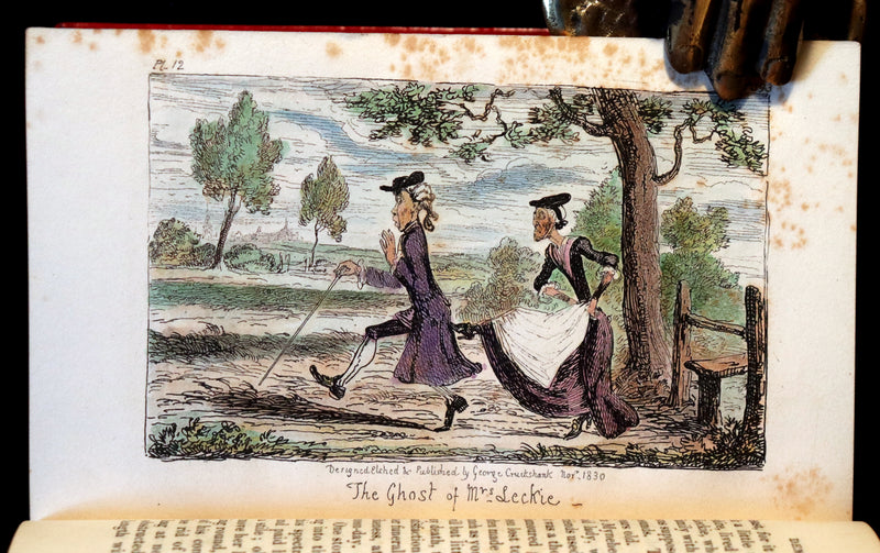 1830 1stED Book - bound by The Hampstead Bindery - Letters on Demonology & Witchcraft color illustrated by Cruikshank.