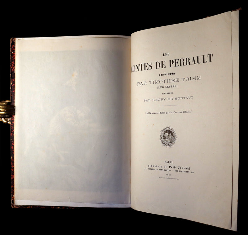 1865 Rare French Fairy Tales Book ~ The Tales of Perrault continued by Timothee Trimm.