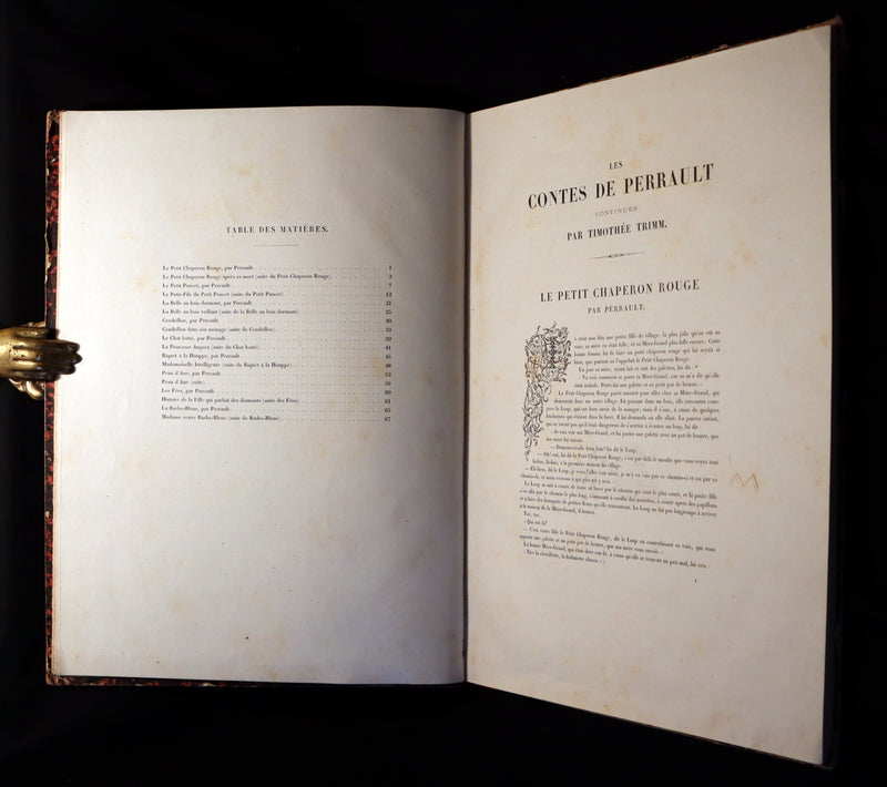 1865 Rare French Fairy Tales Book ~ The Tales of Perrault continued by Timothee Trimm.