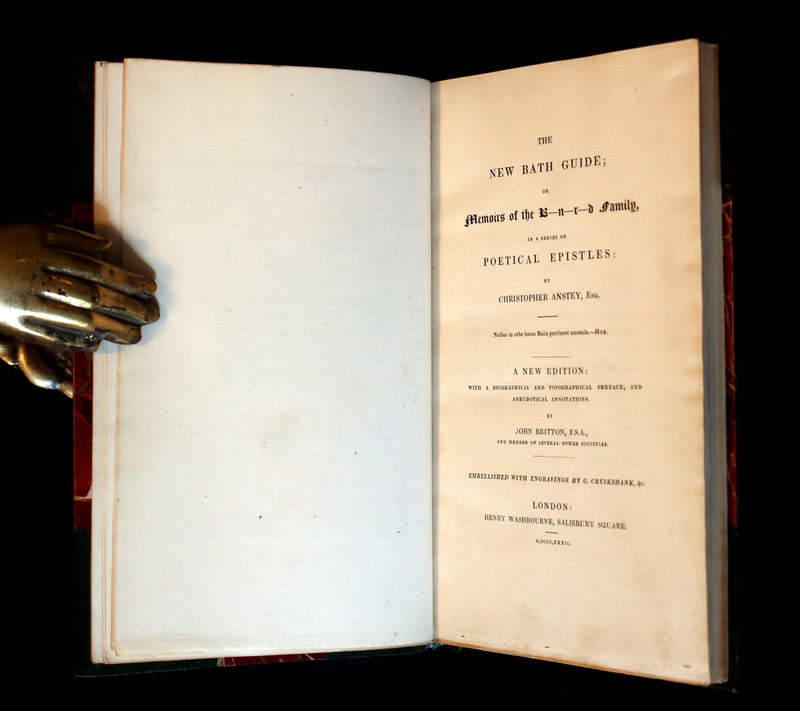 1832 Beautiful Tout Binding - The NEW BATH GUIDE, COLOR Illustrated by Cruikshank.