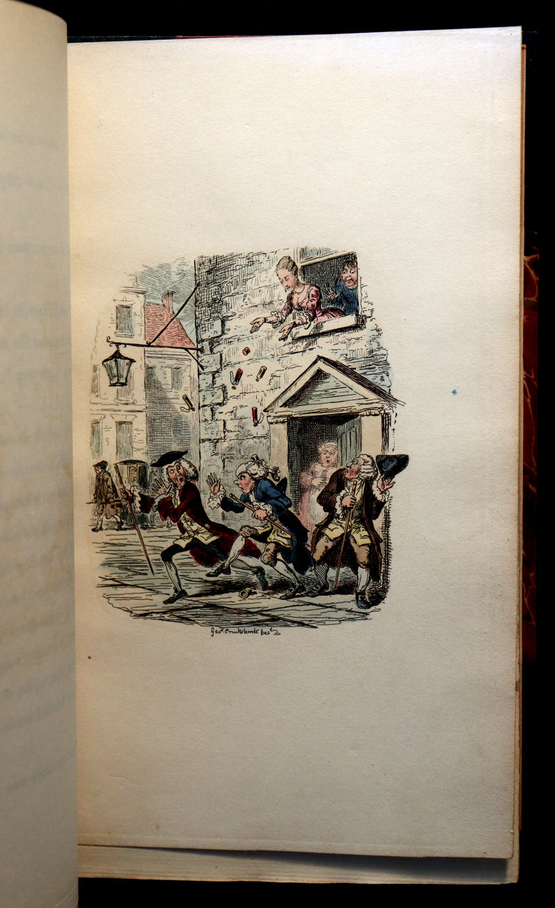 1832 Beautiful Tout Binding - The NEW BATH GUIDE, COLOR Illustrated by Cruikshank.