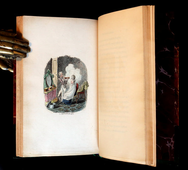 1832 Beautiful Tout Binding - The NEW BATH GUIDE, COLOR Illustrated by Cruikshank.