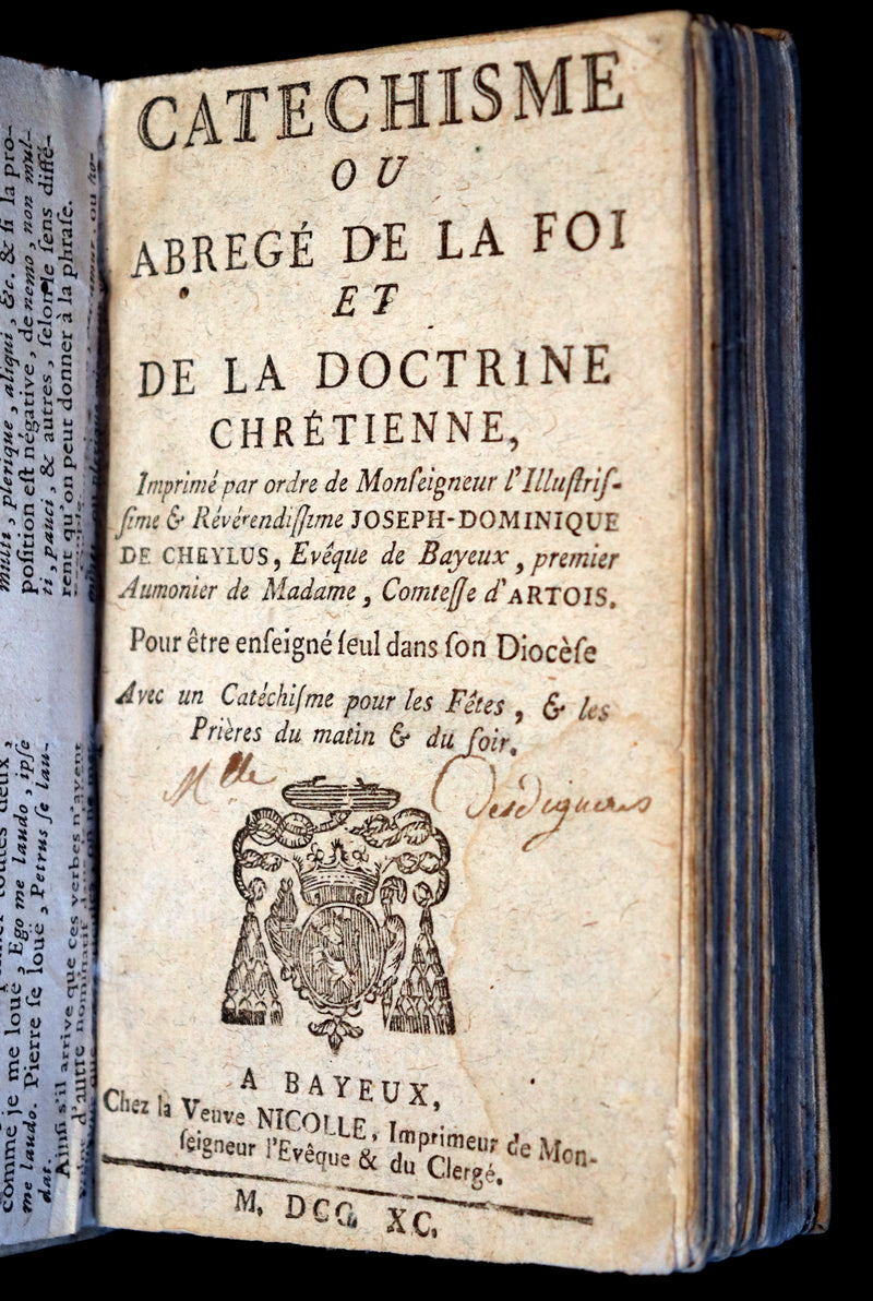 1790 Scarce French Book ~ The Bayeux Catechism or Compendium of Christian Doctrine.