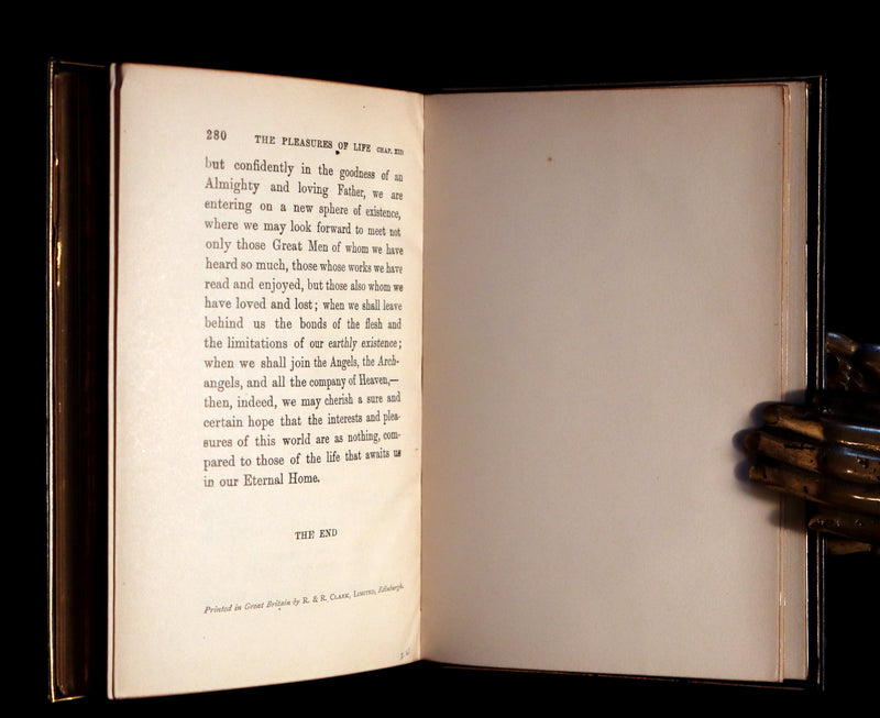 1921 Rare Book - The PLEASURES OF LIFE by John Lubbock, 1st Baron Avebury & bound by Sangorski & Sutcliffe.